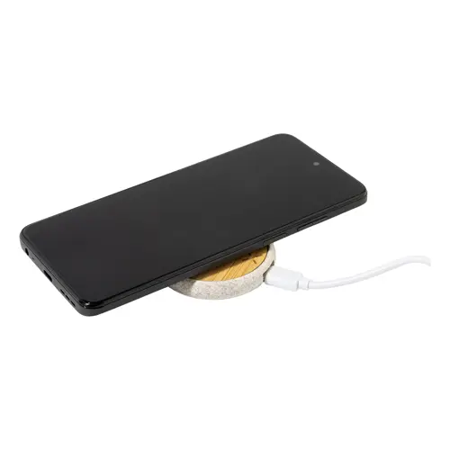 Caricabatterie wireless 5W in bambù e plastica di paglia di grano