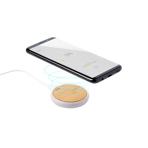 Caricabatterie wireless 5W in bambù e plastica di paglia di grano
