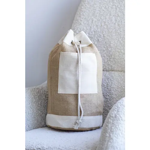 Sacca in juta con tasca frontale in cotone dimatro 23cm per altezza 45cm