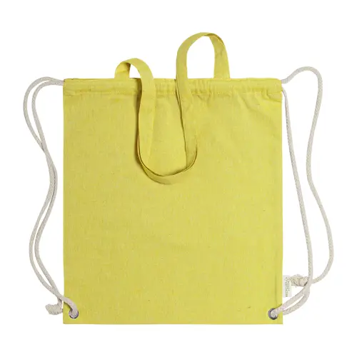 Sacca 100% in cotone riciclato con manici e chiusura a coulisse da 140gr 38x42cm