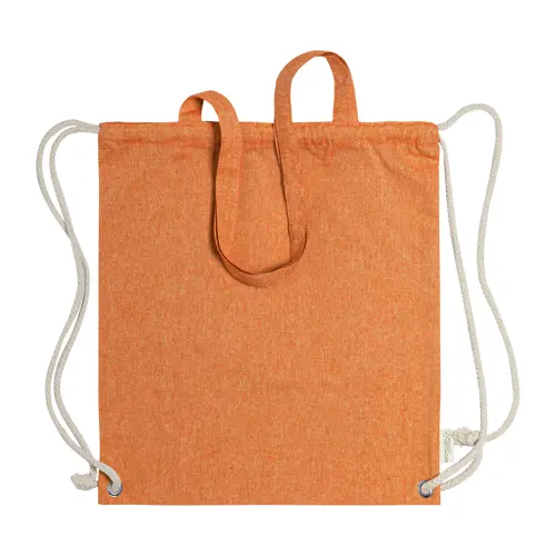 Sacca 100% in cotone riciclato con manici e chiusura a coulisse da 140gr 38x42cm