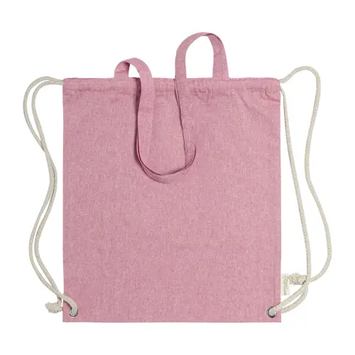 Sacca 100% in cotone riciclato con manici e chiusura a coulisse da 140gr 38x42cm