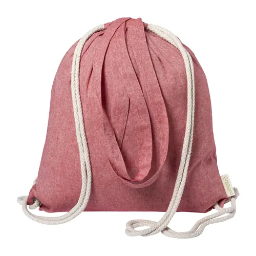 Sacca 100% in cotone riciclato con manici e chiusura a coulisse da 140gr 38x42cm