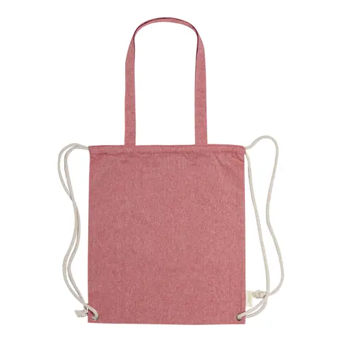 Sacca 100% in cotone riciclato con manici e chiusura a coulisse da 140gr 38x42cm