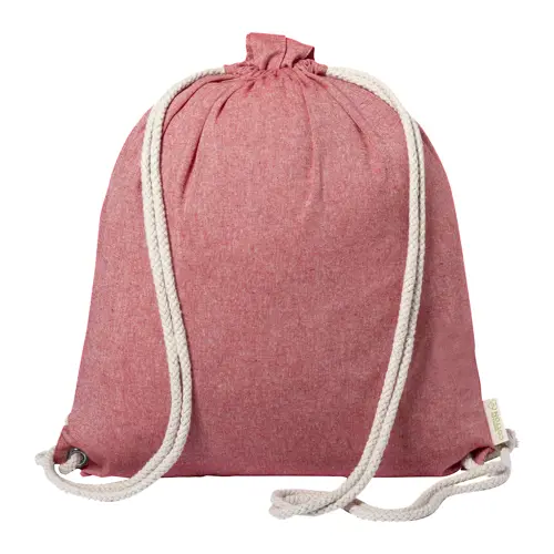 Sacca 100% in cotone riciclato con manici e chiusura a coulisse da 140gr 38x42cm