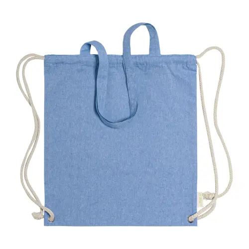 Sacca 100% in cotone riciclato con manici e chiusura a coulisse da 140gr 38x42cm