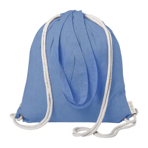 Sacca 100% in cotone riciclato con manici e chiusura a coulisse da 140gr 38x42cm