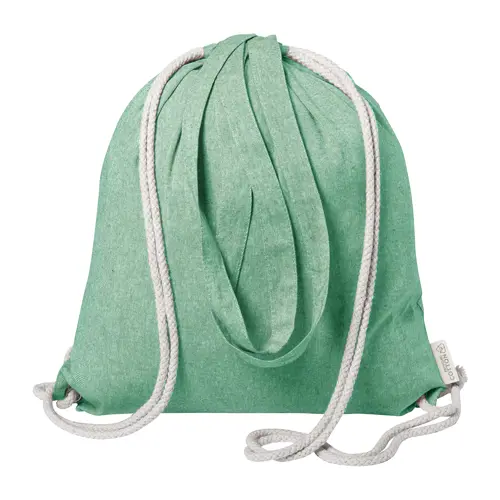 Sacca 100% in cotone riciclato con manici e chiusura a coulisse da 140gr 38x42cm