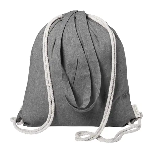 Sacca 100% in cotone riciclato con manici e chiusura a coulisse da 140gr 38x42cm
