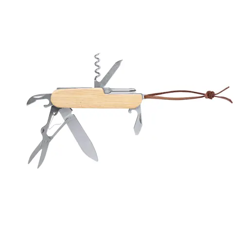 Coltellino tascabile multifunzione con impugnatura in bambù