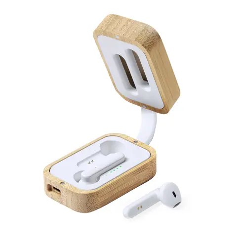 Auricolari bluetooth in custodia bambù