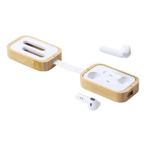Auricolari bluetooth in custodia bambù