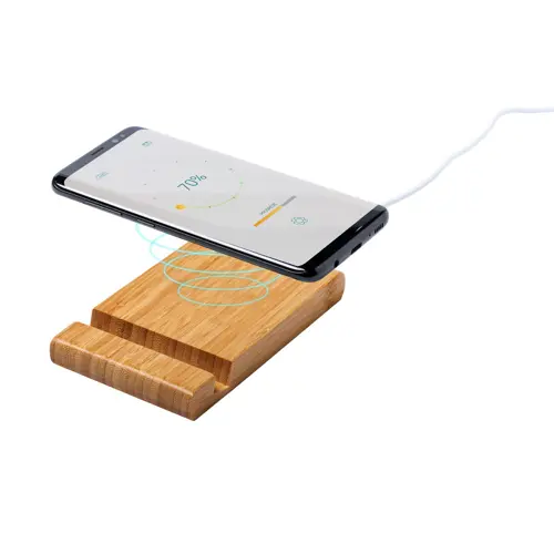 Supporto per smartphone e caricatore wireless in bambù da 5W