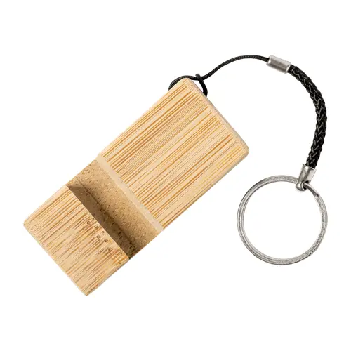Portachiavi con supporto per il cellulare in bambù