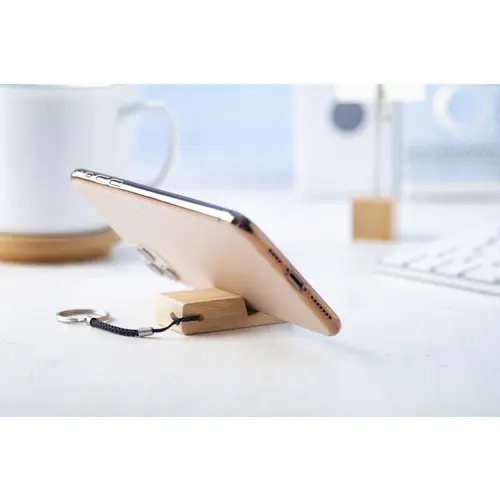 Portachiavi con supporto per il cellulare in bambù