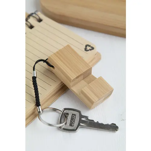 Portachiavi con supporto per il cellulare in bambù
