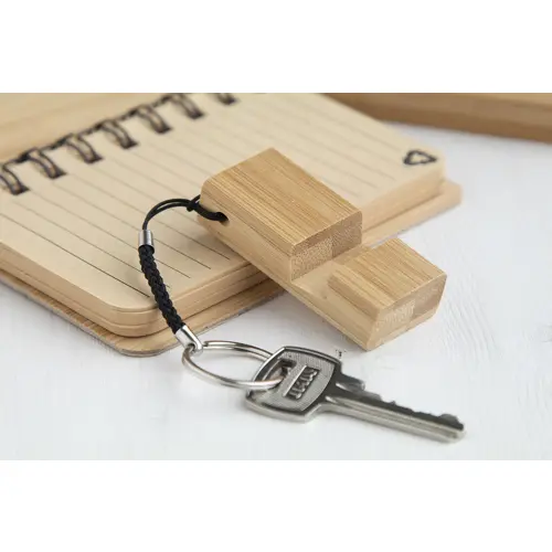 Portachiavi con supporto per il cellulare in bambù