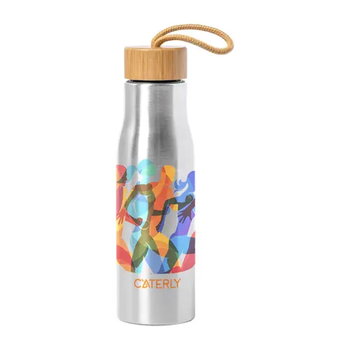 Borraccia inox 600 ml e coperchio in bambù