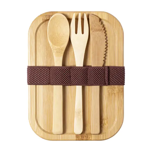 Porta pranzo in vetro e bambù con posate da 500ml