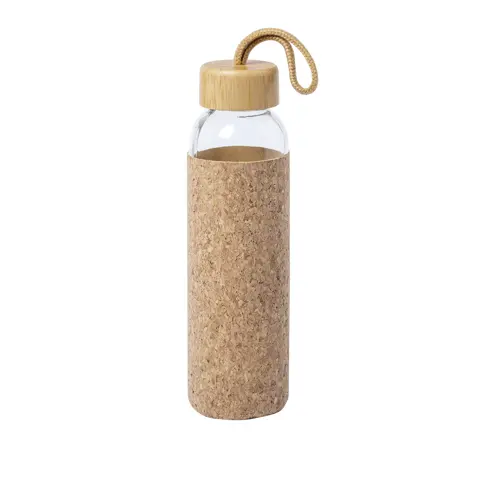 Borraccia da 500 ml in vetro con tappo in bambù e rivestimento in sughero