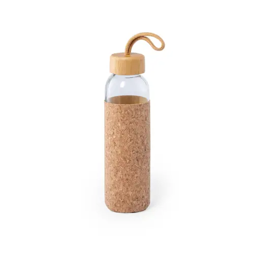 Borraccia da 500 ml in vetro con tappo in bambù e rivestimento in sughero