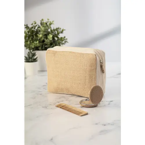 Pochette per cosmetici in cotone e juta 200×150×60mm