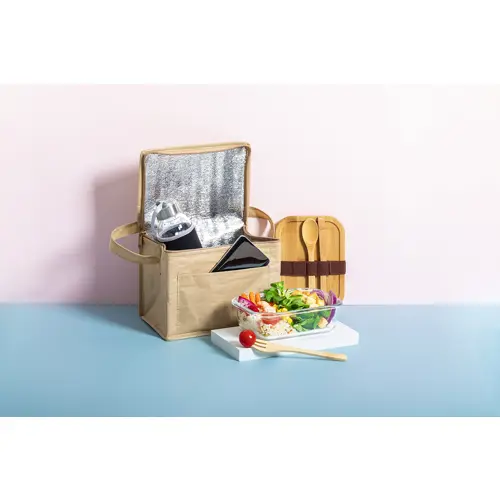 Borsa termica in carta riciclata per 6 lattine con imbottitura in alluminio 21×15×15cm