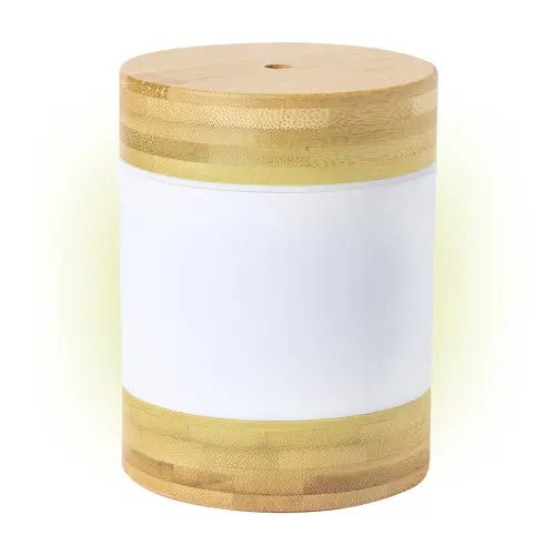 Umidificatore in bambù con luce LED incluso cavo e scatola in carta kraft