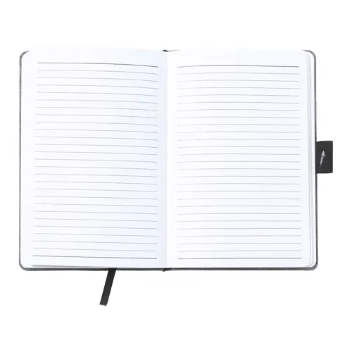 Block notes A5 con copertina in RPET e caricabatterie wireless sul fronte e 80 fogli a righe