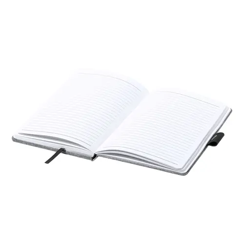 Block notes A5 con copertina in RPET e caricabatterie wireless sul fronte e 80 fogli a righe