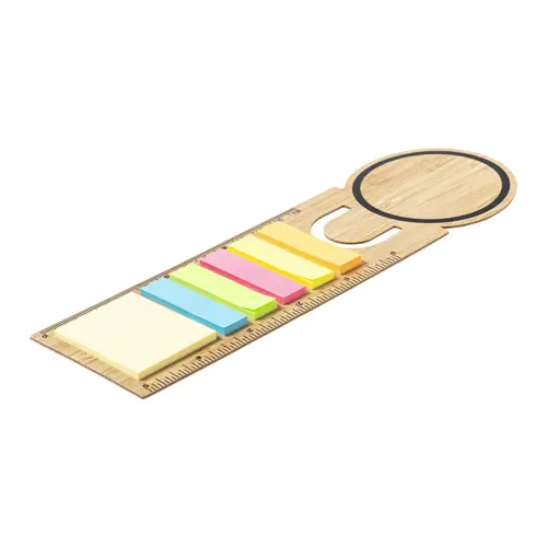 Segnalibro in bambù con righello e note adesive