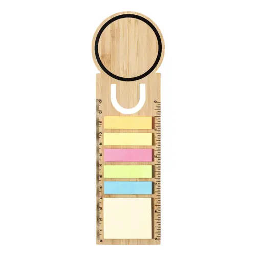 Segnalibro in bambù con righello e note adesive