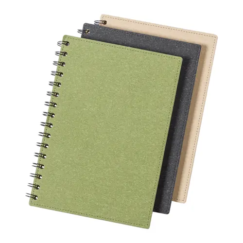 Block note A5 a spirale in cartoncino riciclato con 80 fogli a righe