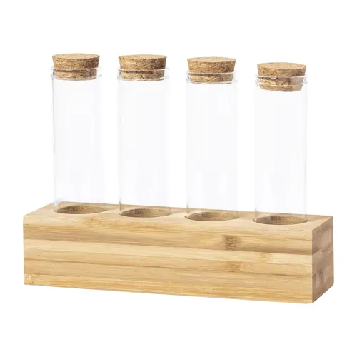 Set porta spezie in bambù e vetro
