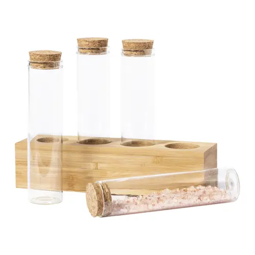 Set porta spezie in bambù e vetro