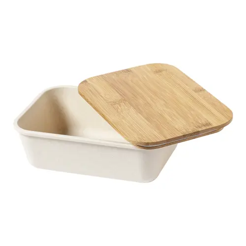 Porta pranzo in plastica e coperchio in bambù da 1L