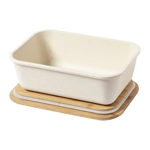 Porta pranzo in plastica e coperchio in bambù da 1L