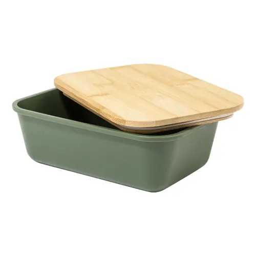 Porta pranzo in plastica e coperchio in bambù da 1L