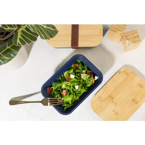 Porta pranzo in plastica e coperchio in bambù da 1L