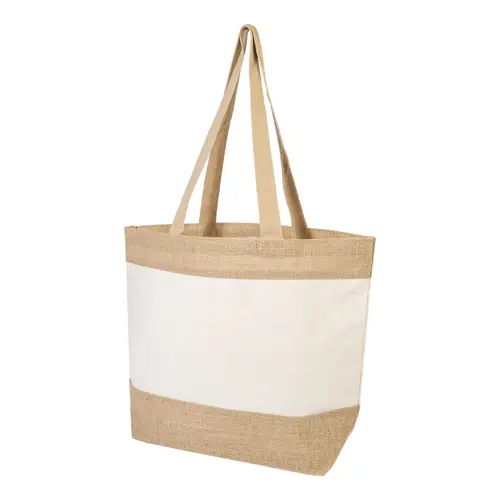 Borsa spiaggia colorata in juta e cotone con manici lunghi 48×35×15cm
