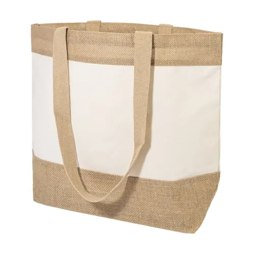 Borsa spiaggia colorata in juta e cotone con manici lunghi 48×35×15cm