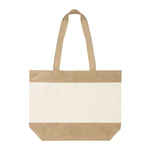 Borsa spiaggia colorata in juta e cotone con manici lunghi 48×35×15cm