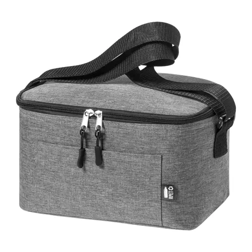Borsa termica in RPET con tracolla e tasca frontale 25×15×15cm