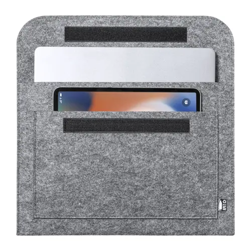 Custodia porta pc da 15" in feltro RPET con tasca frontale e chiusura in velcro 37x26cm