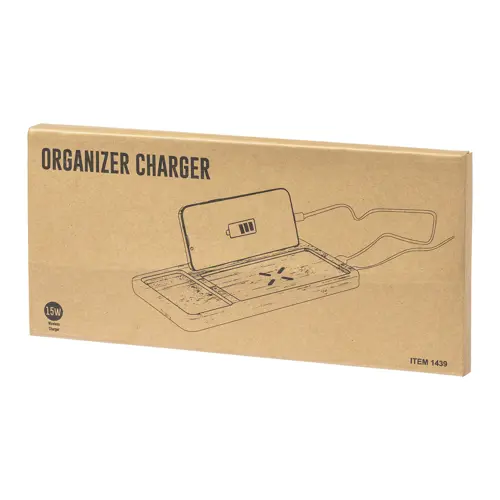 Organizer portacellulare in bambù con caricabatterie wireless 15W