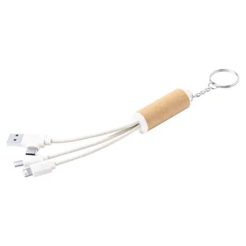 Portachiavi con cavo di ricarica USB in carta riciclata e plastica di paglia di grano