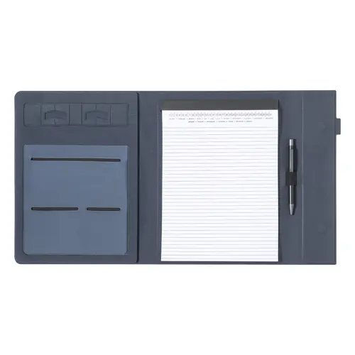 Cartella portadocumenti in RPET chiusura magnetica portacellulare pieghevole e Block notes in formato A4 da 20 fogli a righe