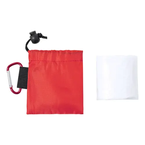 Poncho in LDPE trasparente in taglia unica per adulti con custodia in RPET e moschettone