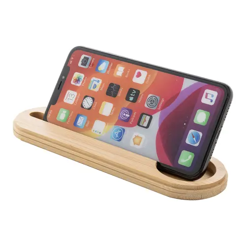 Astuccio in feltro RPET con coperchio in bambù completo di righello portacellulare ed elastico di chiusura