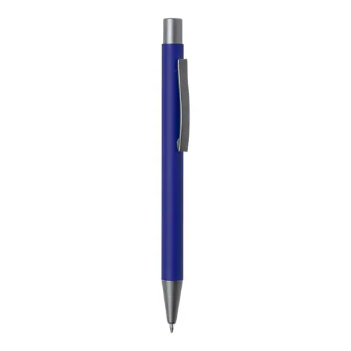 Penna a sfera in alluminio riciclato con finiture color canna di fucile e refill blu